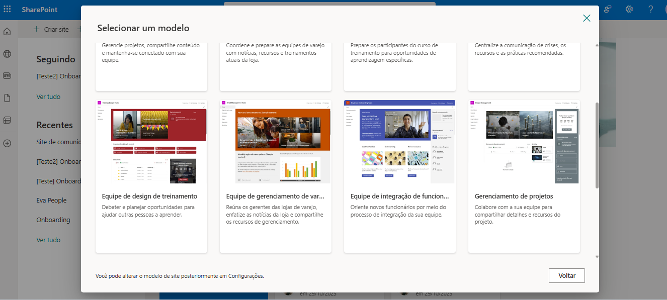 Modelos do Sharepoint